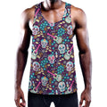 Calaveras Day Of The Dead Pattern Print Men's Workout Tank Top