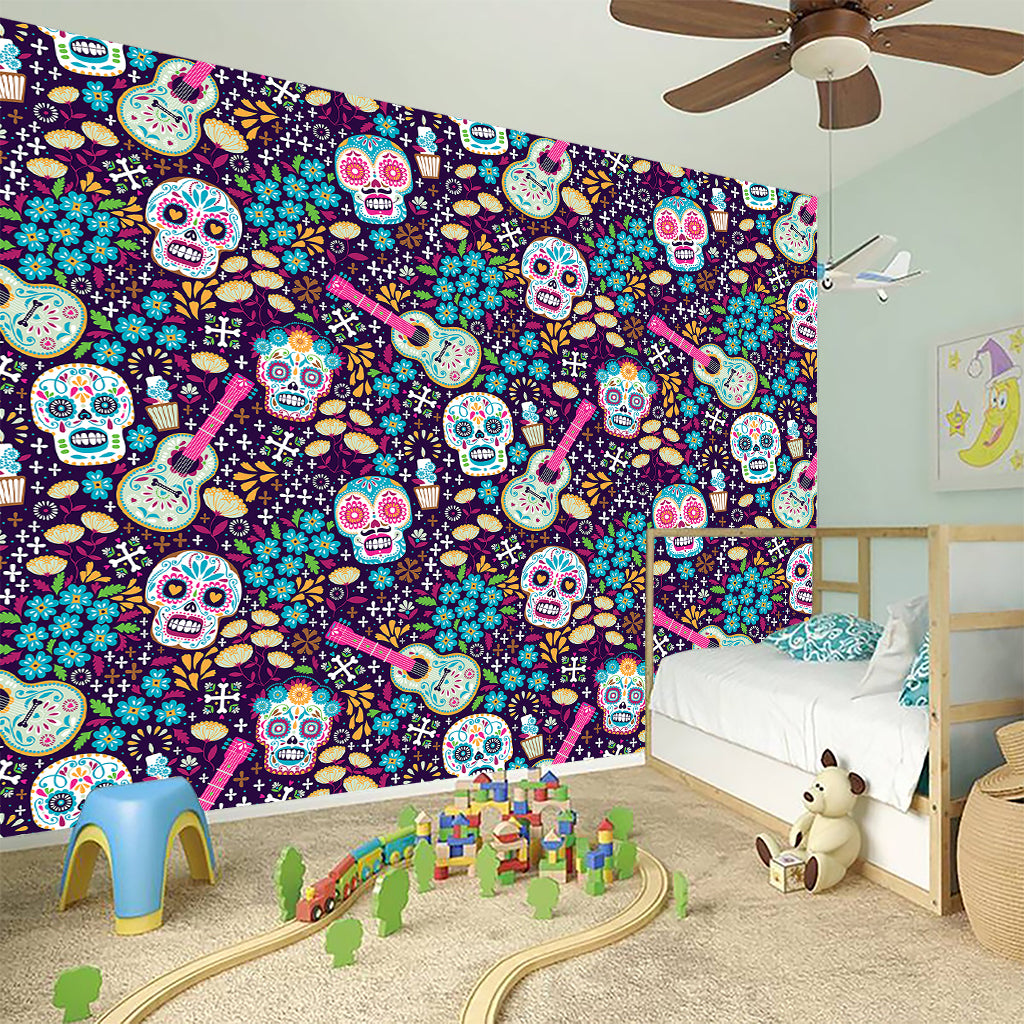 Calaveras Day Of The Dead Pattern Print Wall Sticker