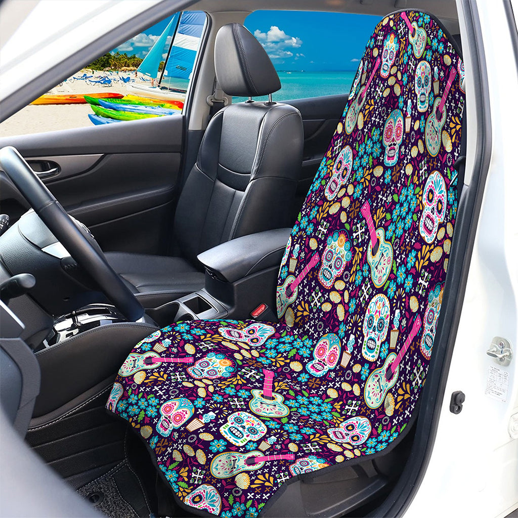 Calaveras Day Of The Dead Pattern Print Waterproof Car Seat Cover