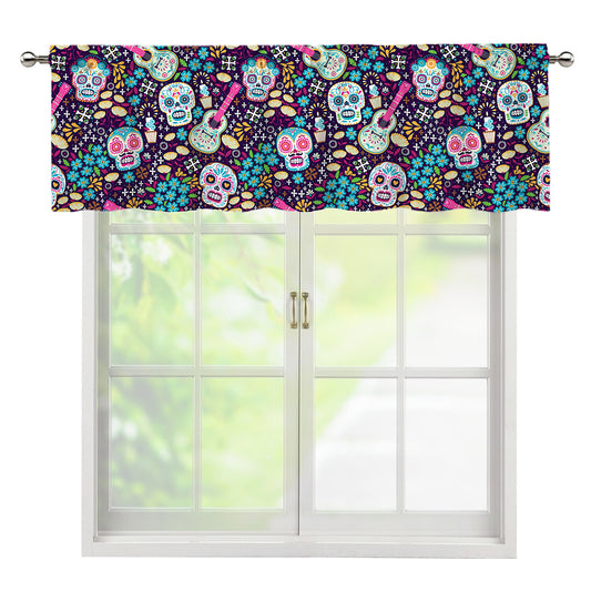 Calaveras Day Of The Dead Pattern Print Window Valance