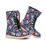 Calaveras Day Of The Dead Pattern Print Winter Boots