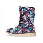 Calaveras Day Of The Dead Pattern Print Winter Boots