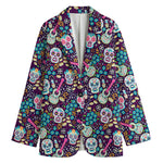 Calaveras Day Of The Dead Pattern Print Women's Blazer