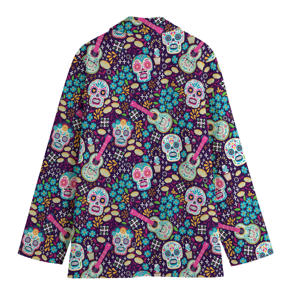 Calaveras Day Of The Dead Pattern Print Women's Blazer