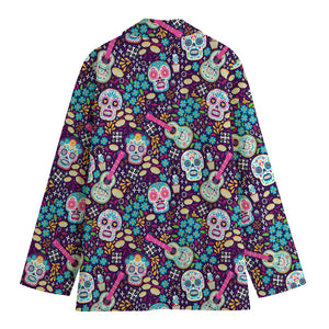 Calaveras Day Of The Dead Pattern Print Women's Cotton Blazer