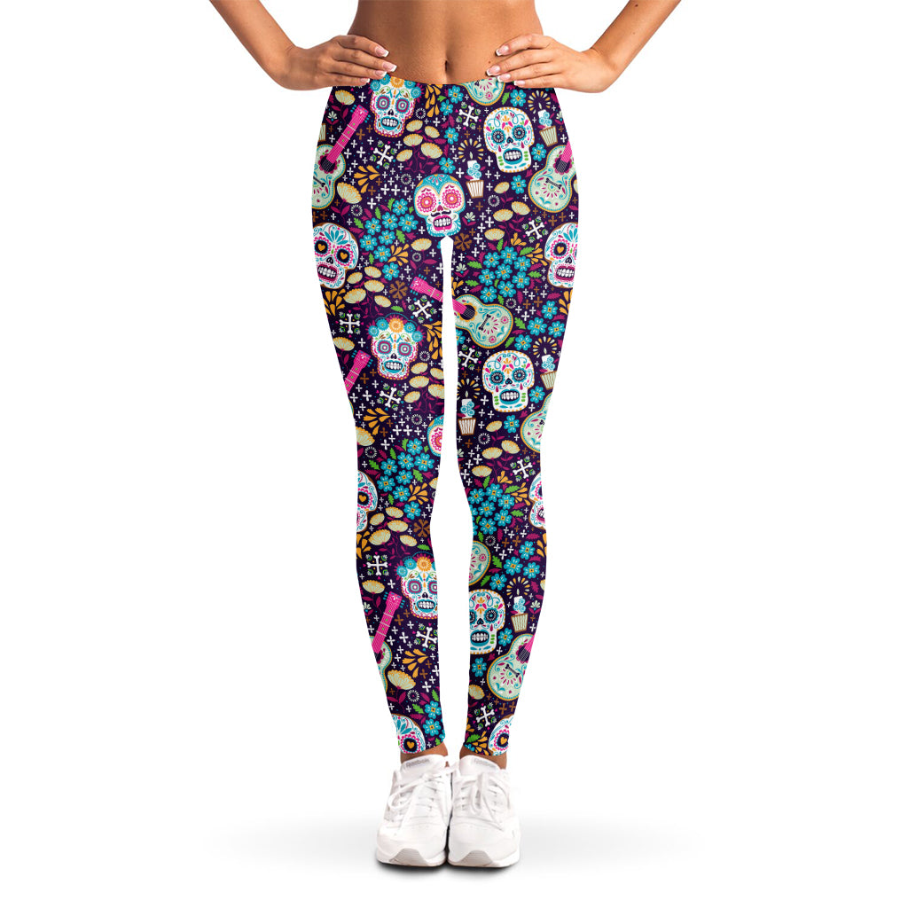 Calaveras Day Of The Dead Pattern Print Women's Leggings