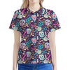 Calaveras Day Of The Dead Pattern Print Women's Polo Shirt