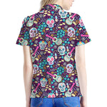 Calaveras Day Of The Dead Pattern Print Women's Polo Shirt