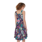 Calaveras Day Of The Dead Pattern Print Women's Sleeveless Dress