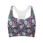 Calaveras Day Of The Dead Pattern Print Women's Sports Bra