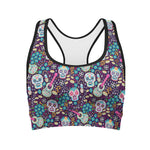 Calaveras Day Of The Dead Pattern Print Women's Sports Bra