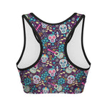 Calaveras Day Of The Dead Pattern Print Women's Sports Bra