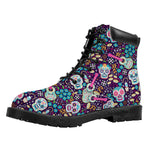 Calaveras Day Of The Dead Pattern Print Work Boots