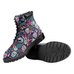 Calaveras Day Of The Dead Pattern Print Work Boots