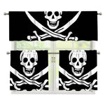 Calico Jack Pirate Flag Print 3 Piece Kitchen Curtains