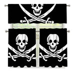 Calico Jack Pirate Flag Print 3 Piece Kitchen Curtains