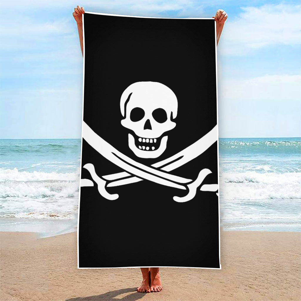 Calico Jack Pirate Flag Print Beach Towel