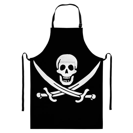 Calico Jack Pirate Flag Print Bib Apron With Pocket