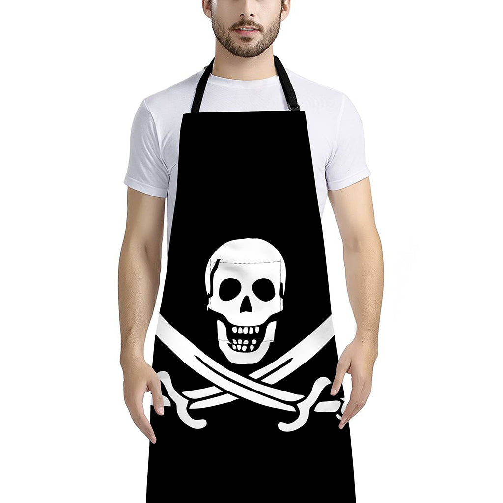Calico Jack Pirate Flag Print Bib Apron With Pocket