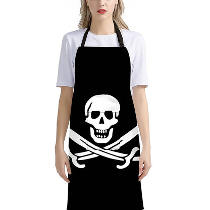 Calico Jack Pirate Flag Print Bib Apron With Pocket
