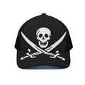Calico Jack Pirate Flag Print Black Mesh Trucker Hat