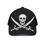 Calico Jack Pirate Flag Print Black Mesh Trucker Cap