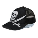 Calico Jack Pirate Flag Print Black Mesh Trucker Cap