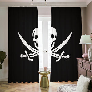 Calico Jack Pirate Flag Print Blackout Pencil Pleat Curtains