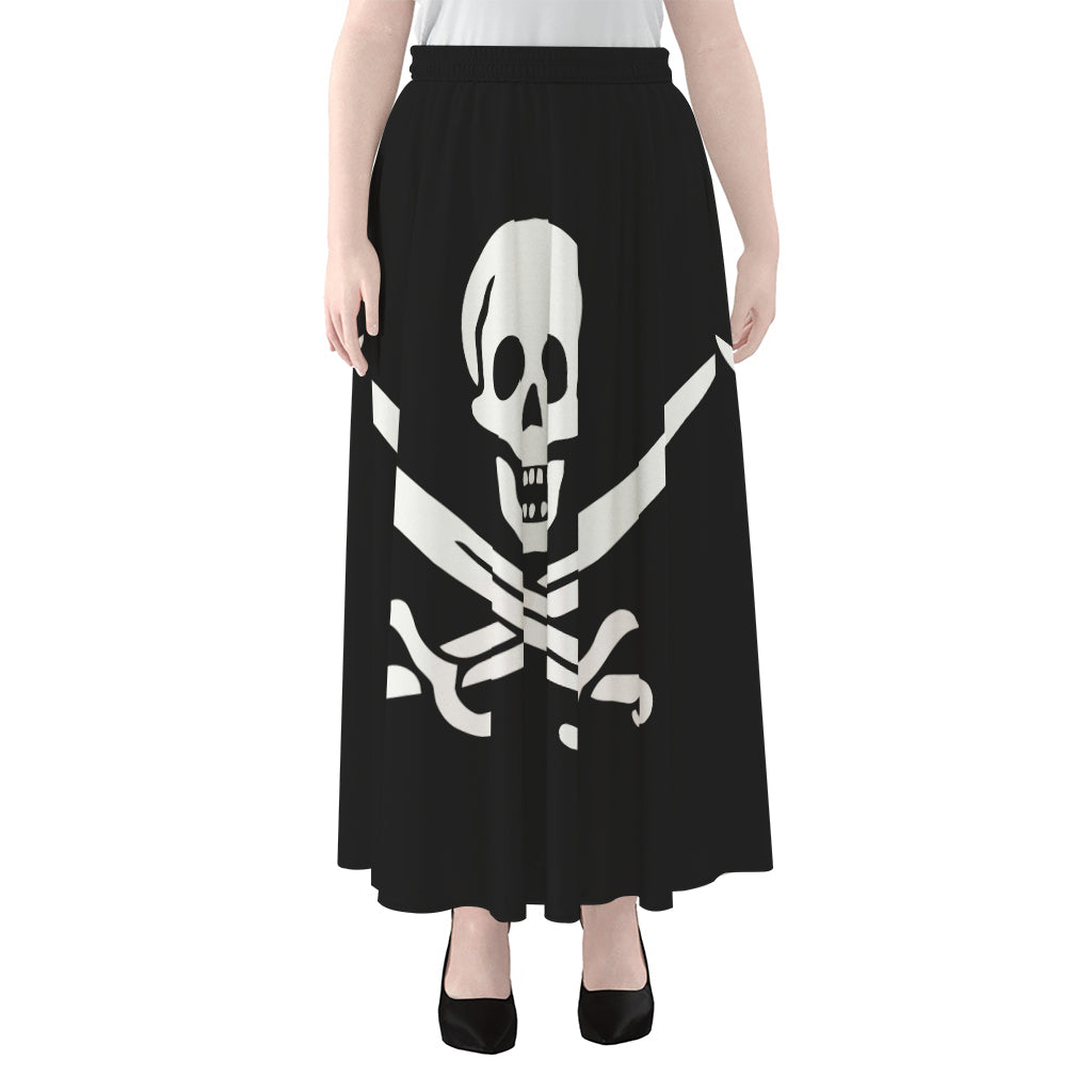 Calico Jack Pirate Flag Print Chiffon Maxi Skirt