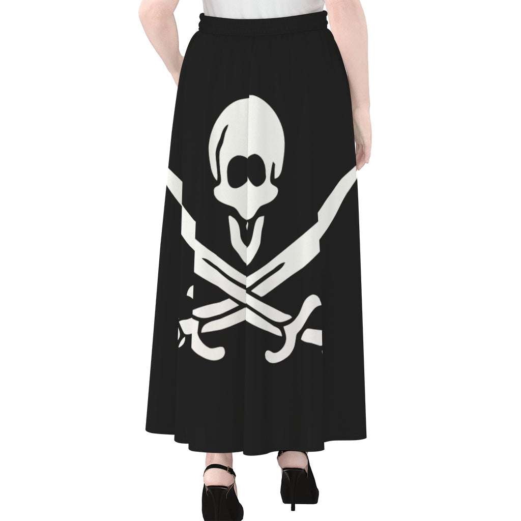 Calico Jack Pirate Flag Print Chiffon Maxi Skirt