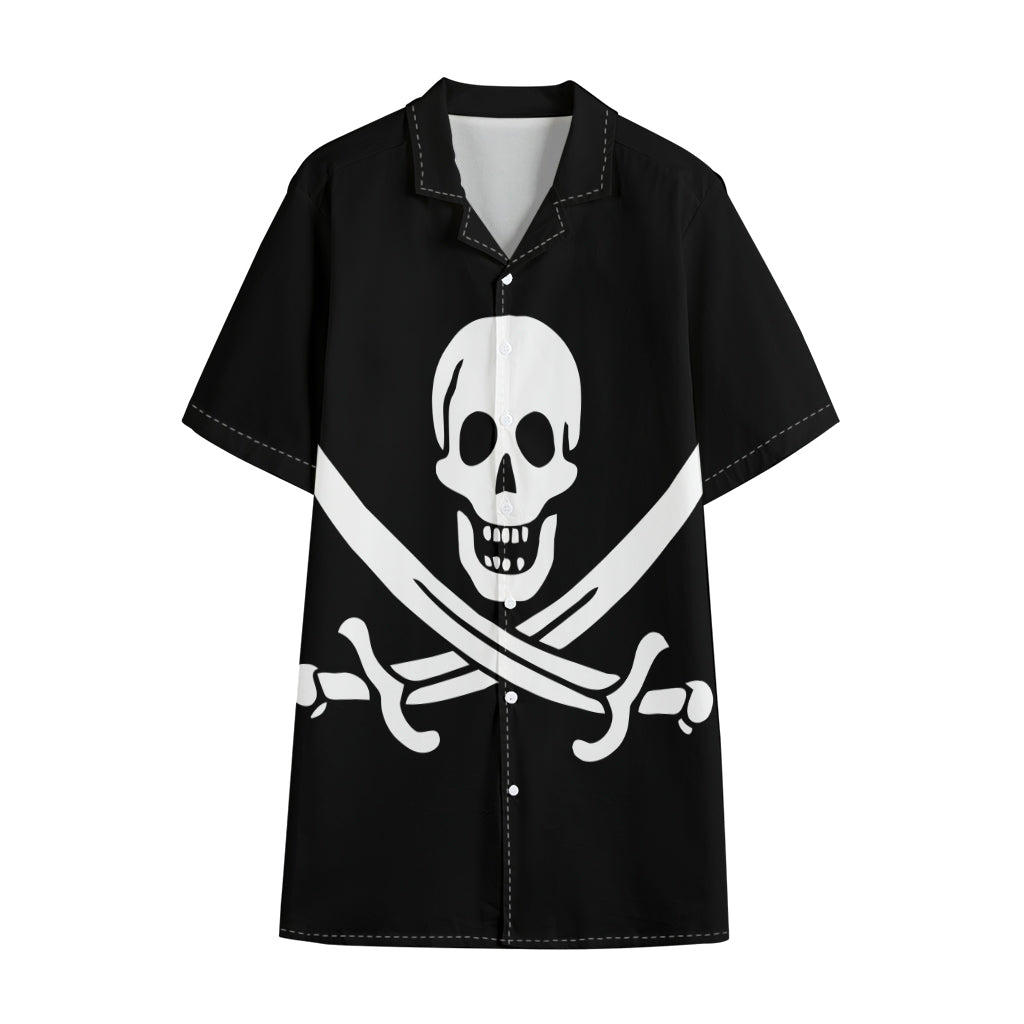 Calico Jack Pirate Flag Print Cotton Hawaiian Shirt