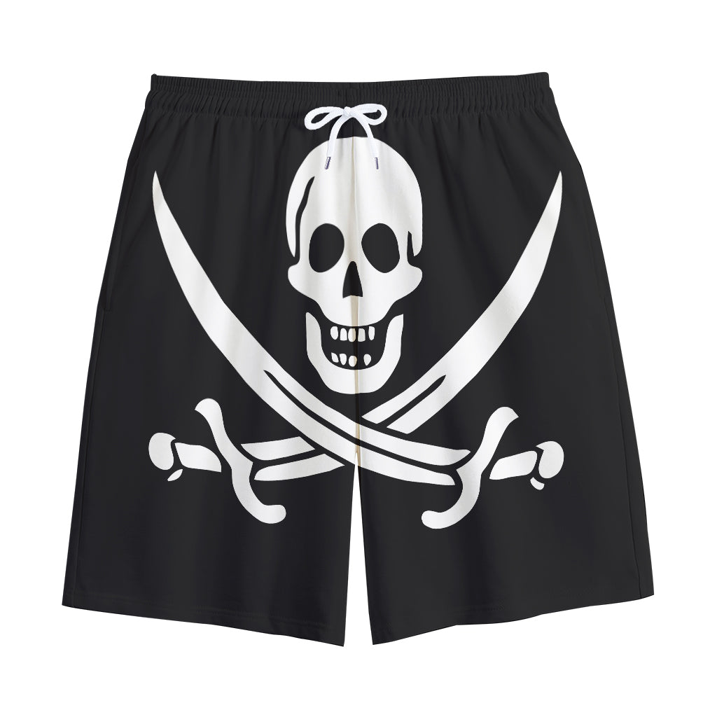 Calico Jack Pirate Flag Print Cotton Shorts