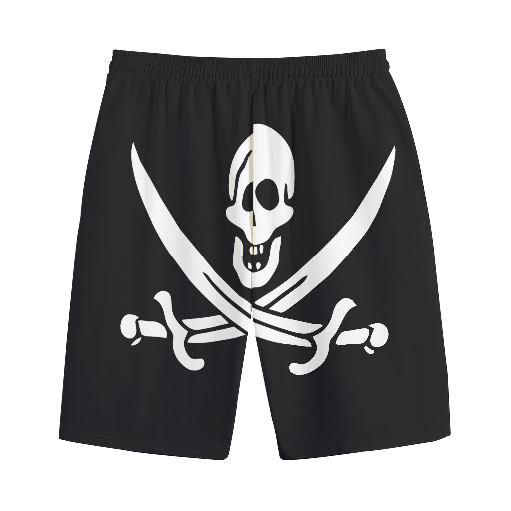 Calico Jack Pirate Flag Print Cotton Shorts