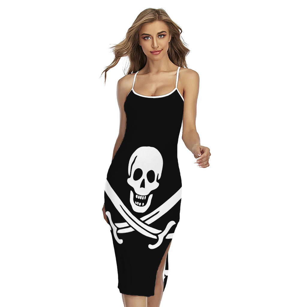 Calico Jack Pirate Flag Print Cross Back Cami Dress