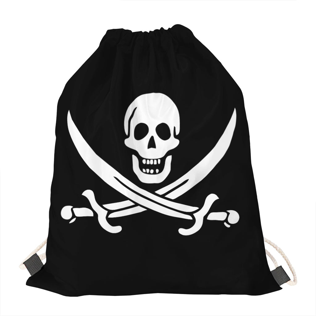 Calico Jack Pirate Flag Print Drawstring Bag