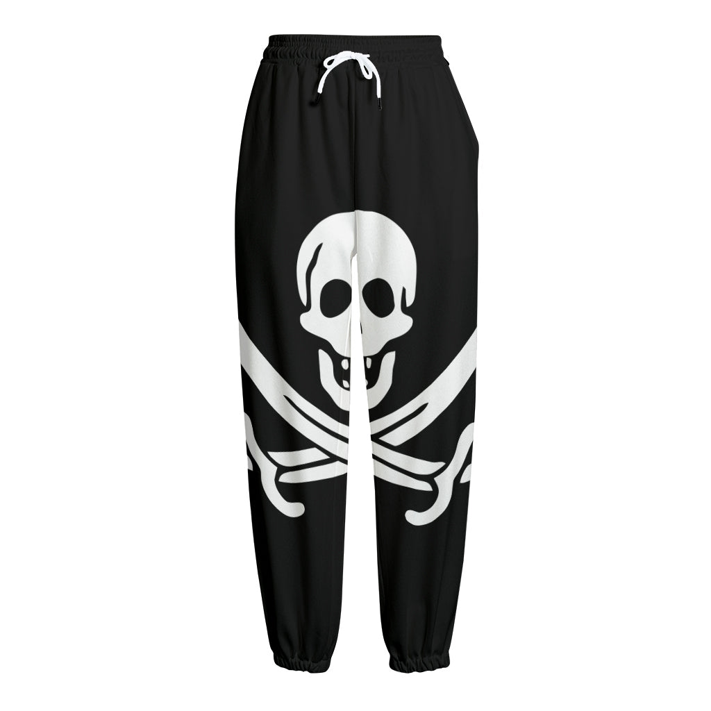 Calico Jack Pirate Flag Print Fleece Lined Knit Pants