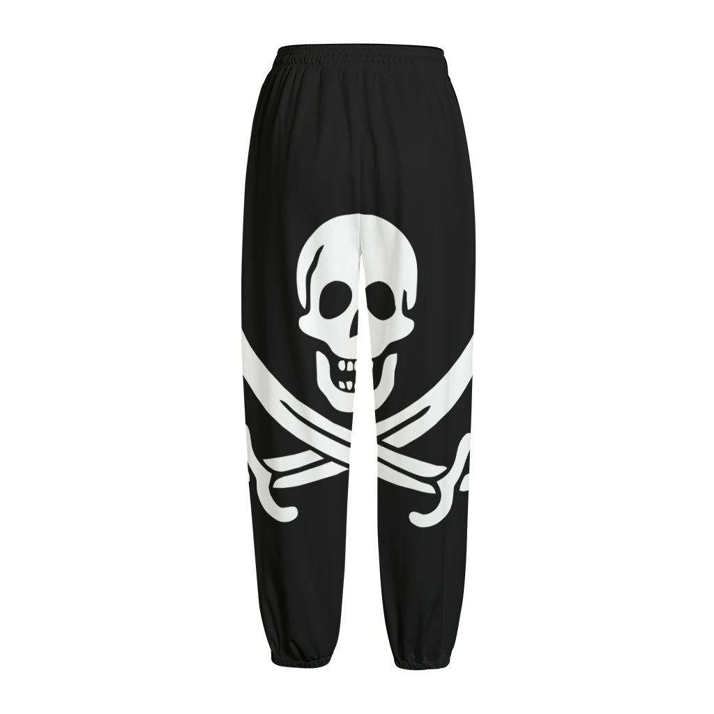 Calico Jack Pirate Flag Print Fleece Lined Knit Pants