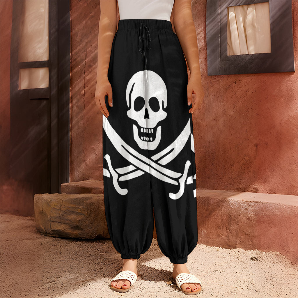 Calico Jack Pirate Flag Print Harem Pants