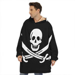 Calico Jack Pirate Flag Print Hoodie Blanket