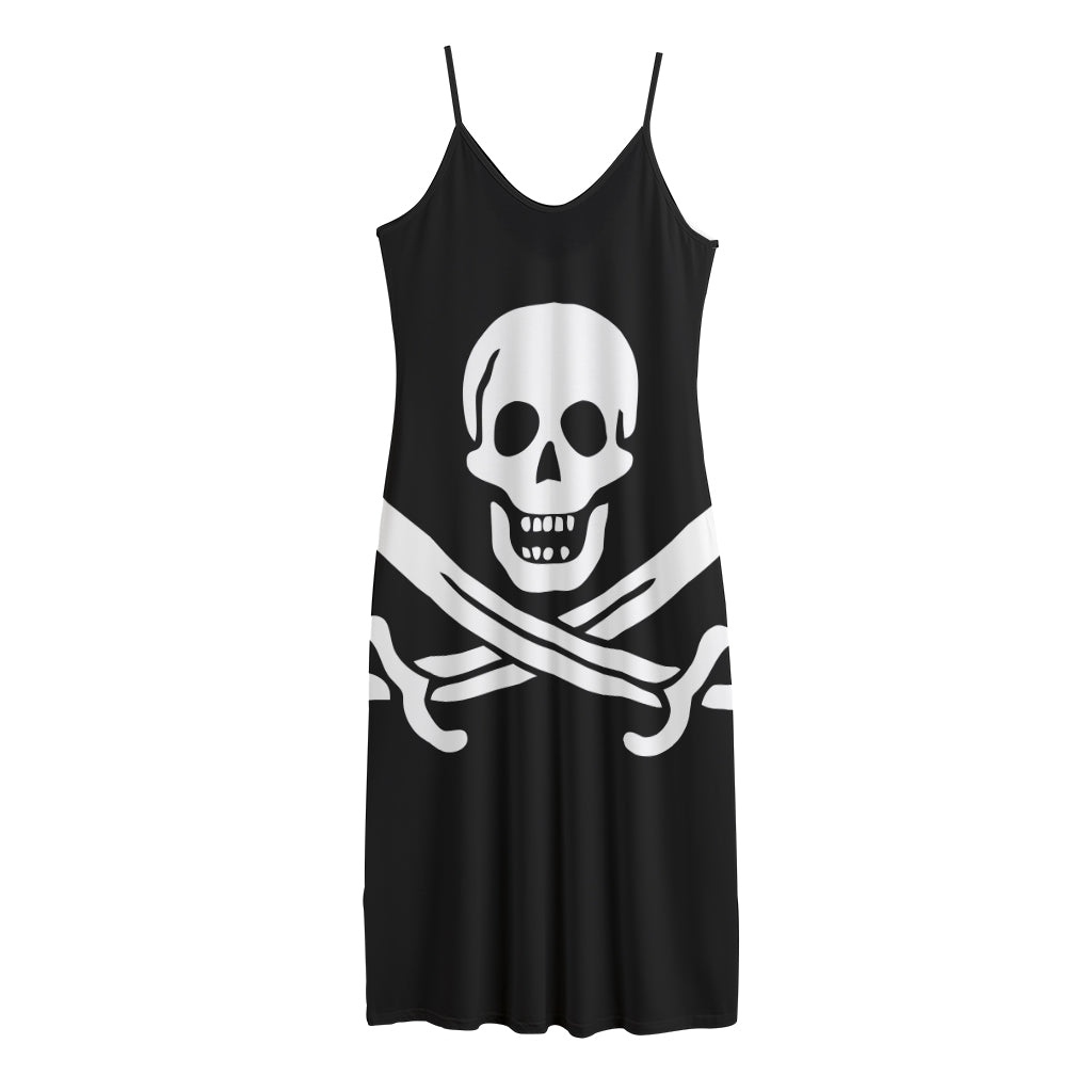 Calico Jack Pirate Flag Print Jersey Midi Cami Dress