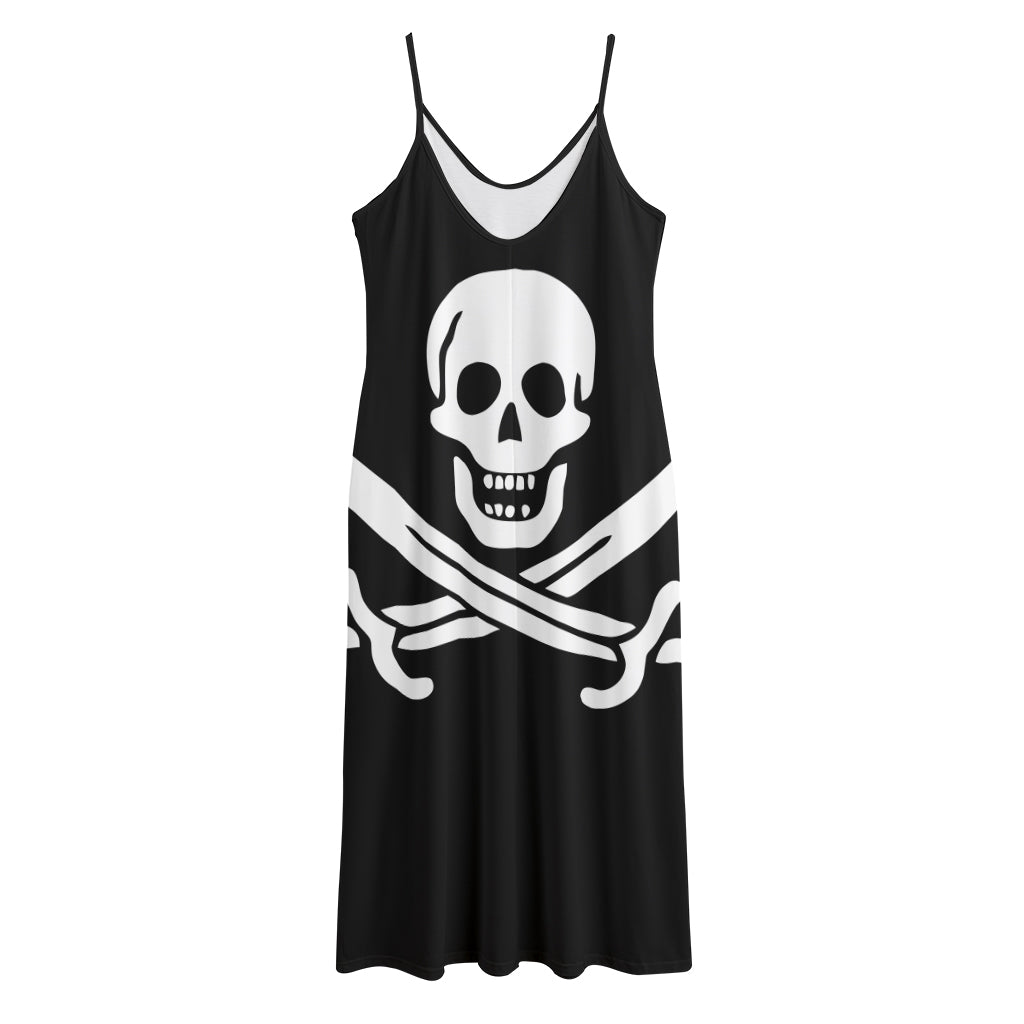 Calico Jack Pirate Flag Print Jersey Midi Cami Dress