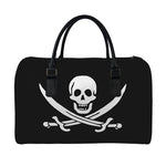 Calico Jack Pirate Flag Print Leather Duffle Bag