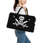 Calico Jack Pirate Flag Print Leather Duffle Bag