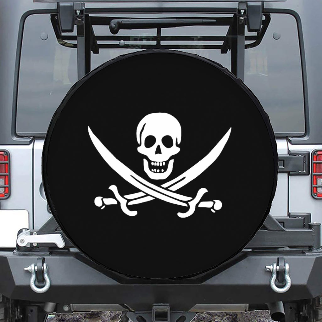 Calico Jack Pirate Flag Print Leather Spare Tire Cover