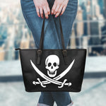 Calico Jack Pirate Flag Print Leather Tote Bag