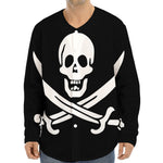 Calico Jack Pirate Flag Print Long Sleeve Baseball Jersey