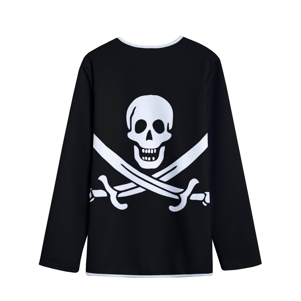 Calico Jack Pirate Flag Print Long Sleeve Short Coat