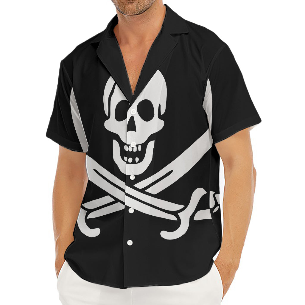 Calico Jack Pirate Flag Print Men's Deep V-Neck Shirt