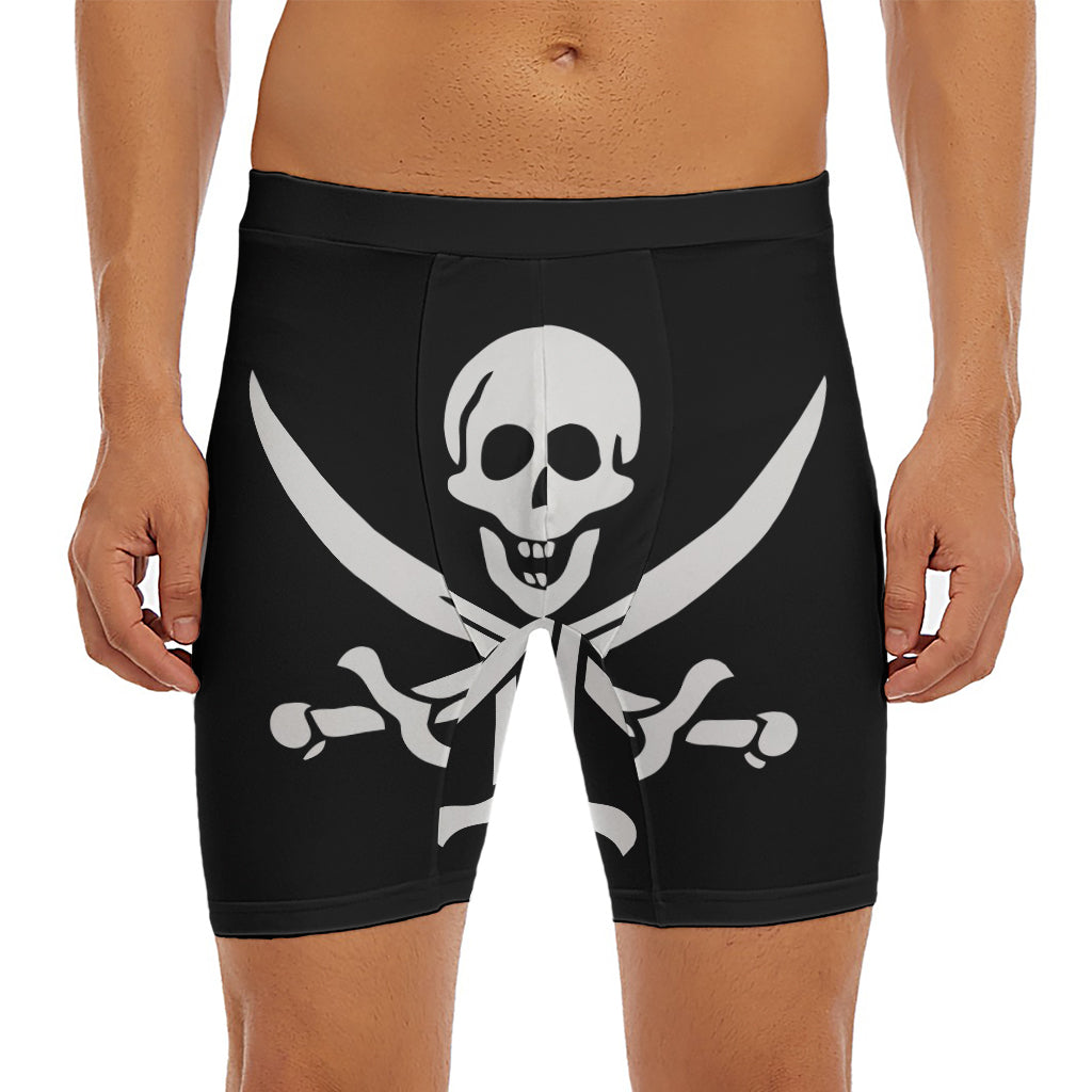 Calico Jack Pirate Flag Print Men's Long Boxer Briefs