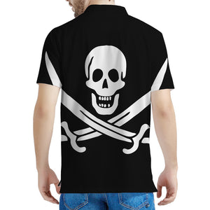 Calico Jack Pirate Flag Print Men's Polo Shirt